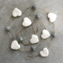 Load image into Gallery viewer, Felt Pom Pom Garland | Natural Wool Felt Heart Garland | Felt Star Garland | 3 Variations Available | Nursery Decor | Spring Easter Decor