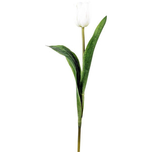 Faux White Tulip Flowers Bunch Of Three Stems Real Touch Artificial Stems Silk Bouquet Arrangement