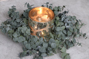 Silver Glass Mirrored Candle Holder | Tea Light Holder With Etched Floral Design