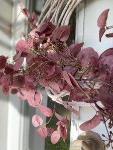 Large Autumn Wreath Faux Burgundy Seeded Eucalyptus Grapevine Wreath Year Round Front Door Wreath Artificial Eucalyptus Farmhouse Wreath