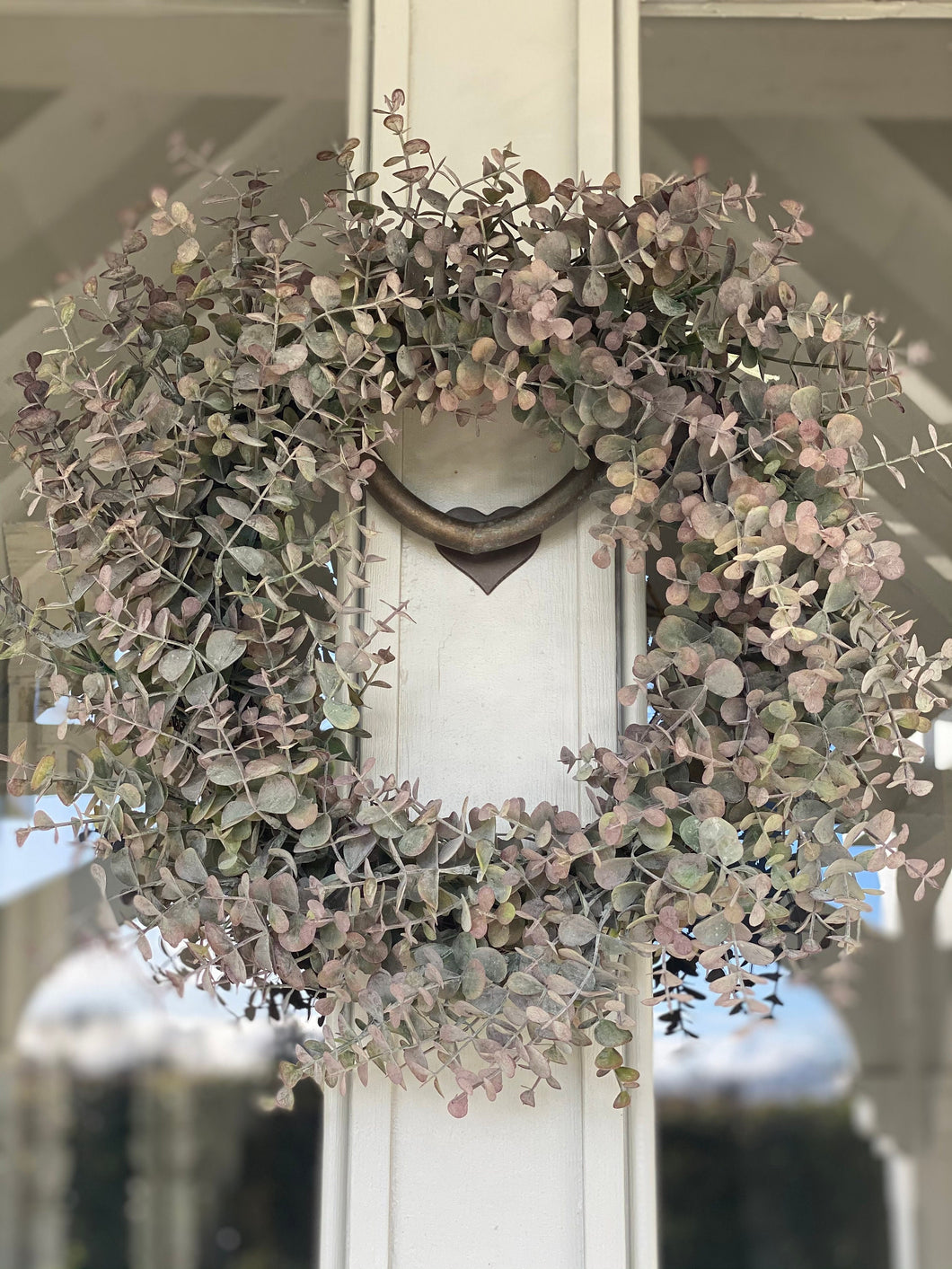 Large Eucalyptus Wreath Faux Christmas Front Door Wreath Artificial All Year Round Wreath Greenery Winter Outdoor Wreath