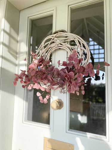 Large Autumn Wreath Faux Burgundy Seeded Eucalyptus Grapevine Wreath Year Round Front Door Wreath Artificial Eucalyptus Farmhouse Wreath