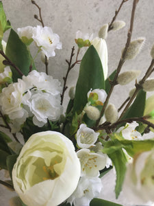 Faux White Tulip Flowers Bunch Of Three Stems Real Touch Artificial Stems Silk Bouquet Arrangement