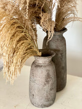 Load image into Gallery viewer, Textured Grey Stone Vase Rustic Tall Ceramic Urn Stone Vessel Floor Vase 3 Sizes Available