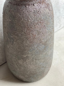 Tall Rustic Grey Stone Vase – Textured Ceramic Urn for Faux & Dried Flowers
