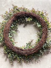 Load image into Gallery viewer, Large Eucalyptus Wreath Faux Christmas Front Door Wreath Artificial All Year Round Greenery Wreath With Optional LED Lights