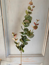 Load image into Gallery viewer, Artificial Eucalyptus Stem Faux Dusky Green &amp; Blush Eucalyptus Stem Faux Everlasting Foliage