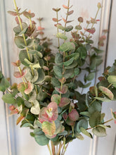 Load image into Gallery viewer, Artificial Eucalyptus Stem Faux Dusky Green &amp; Blush Eucalyptus Stem Faux Everlasting Foliage