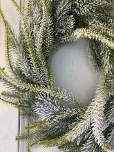 Load image into Gallery viewer, Frosted Fir Artificial Wreath 50 cm Faux Rustic Snow Dusted Pine Christmas Wreath Front Door Wreath