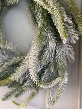 Load image into Gallery viewer, Frosted Fir Artificial Wreath 50 cm Faux Rustic Snow Dusted Pine Christmas Wreath Front Door Wreath