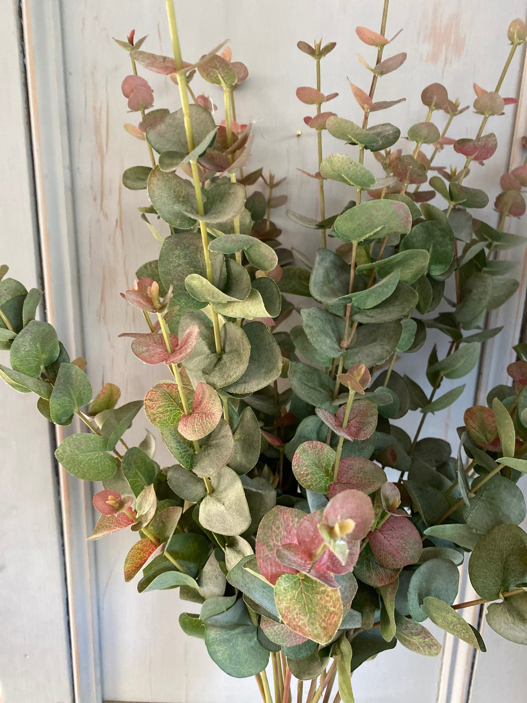 Artificial Eucalyptus Stem Faux Dusky Green & Blush Eucalyptus Stem Faux Everlasting Foliage