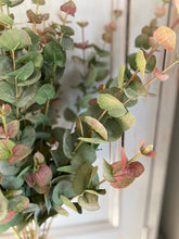 Load image into Gallery viewer, Artificial Eucalyptus Stem Faux Dusky Green &amp; Blush Eucalyptus Stem Faux Everlasting Foliage