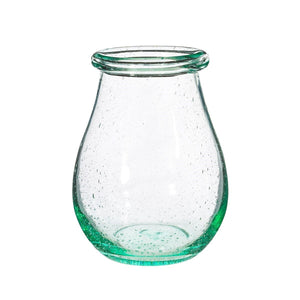 Small Recycled Glass Vase | Green Tint | Dried Flower Vase | Organic Jar Shape | Height 12.5 cm