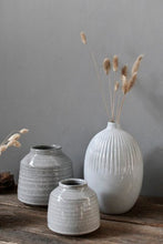 Load image into Gallery viewer, Beige Ceramic Glazed Vase Neutral Speckled Finish Narrow Bottle Neck Vase Height 22cm