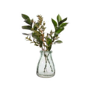 Recycled Glass Bud Vase | Green Tint | Dried Flower Vase | Organic Jar Shape | Height 11.5 cm