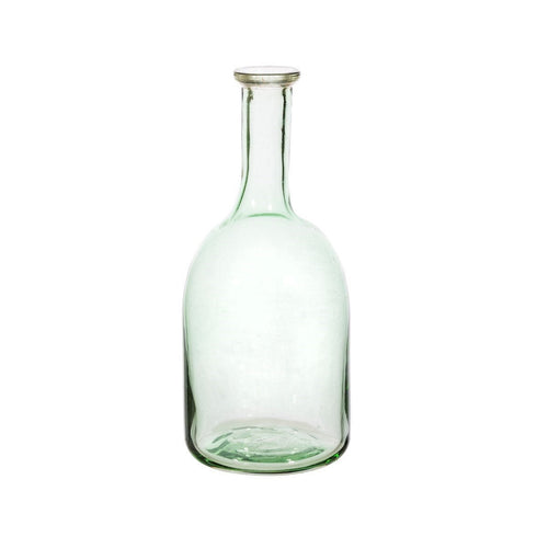 Recycled Glass Bottle Neck Vase | Green Tint | Dried Flower Vase | Organic Shape | Height 21 cm