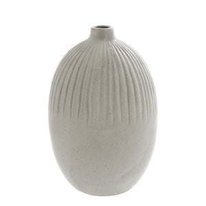 Beige Ceramic Glazed Vase Neutral Speckled Finish Narrow Bottle Neck Vase Height 22cm