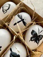 Load image into Gallery viewer, Hanging Easter Decorative Eggs | Easter Tree Decor | Faux White Illustrated Eggs | Birds Butterflies &amp; Bunny | Set Of 6 In Gift Box