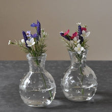Load image into Gallery viewer, Glass Bud Vase | Dotty Design | Mini Bottle Vase | Dried Flower Vase | Wedding Table Decor | Size 7 x 10cm
