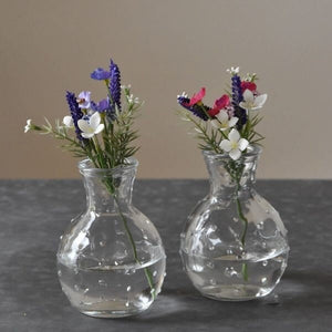 Glass Bud Vase | Dotty Design | Mini Bottle Vase | Dried Flower Vase | Wedding Table Decor | Size 7 x 10cm