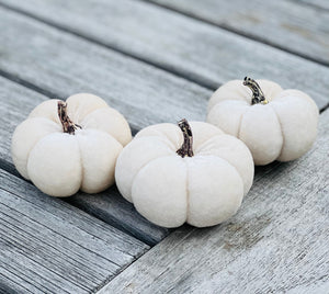 White Velvet Faux Pumpkins Set Of 3 Fabric Mini Pumpkin Fall Seasonal Decoration Halloween Decorations Autumn Table Decor Styling