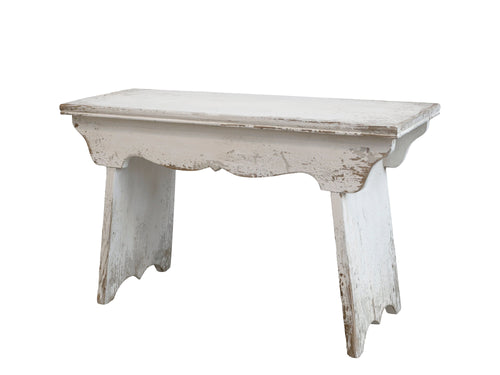 Rustic Wooden Painted Bench | Vintage Shabby Chic Style | Distressed Off White Paint Finish | Length 80cm