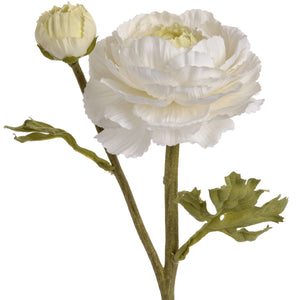 White Faux Ranunculus Spray Artificial Spring Flowers Length 44cm