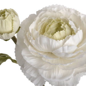White Faux Ranunculus Spray Artificial Spring Flowers Length 44cm