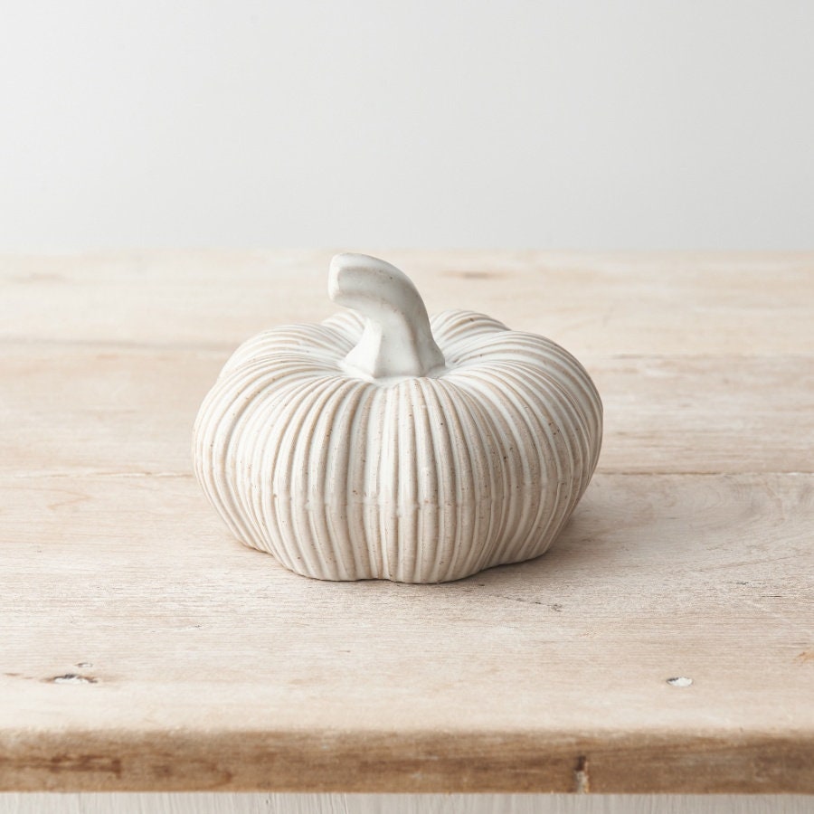 Cream Ceramic Pumpkin Fall Seasonal Decoration Halloween Decorations Autumn Table Decor Styling Available In Two Sizes