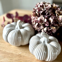 Load image into Gallery viewer, Cream Ceramic Pumpkin Fall Seasonal Decoration Halloween Decorations Autumn Table Decor Styling Available In Two Sizes