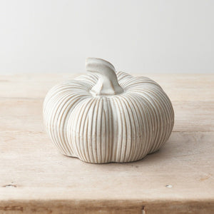 Cream Ceramic Pumpkin Fall Seasonal Decoration Halloween Decorations Autumn Table Decor Styling Available In Two Sizes