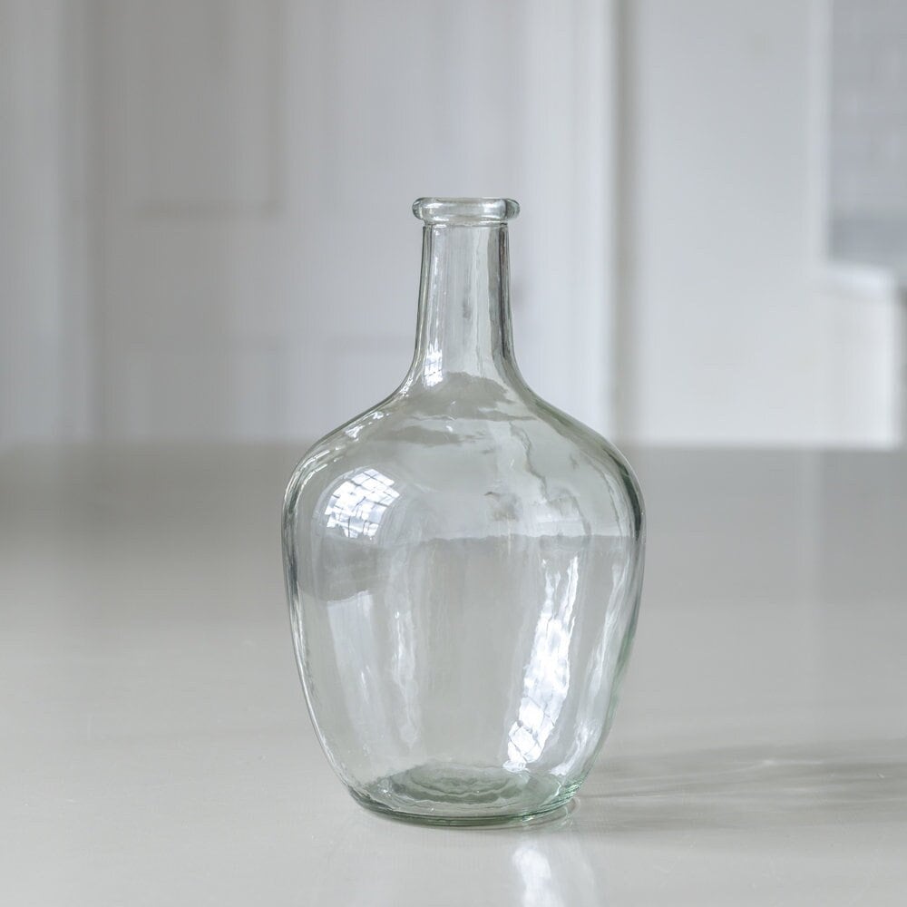 Clear Recycled Glass Bottle Vase – Elegant Vessel for Dried Flowers & Home Decor