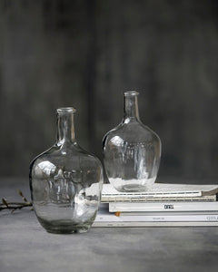 Clear Recycled Glass Bottle Vase – Elegant Vessel for Dried Flowers & Home Decor