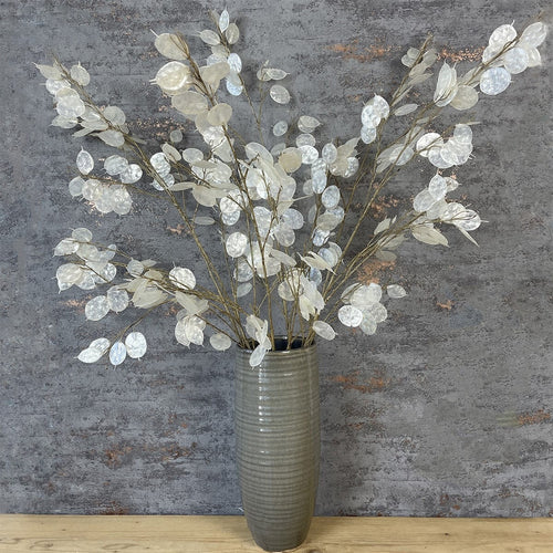 Artificial Silver Dollar Spray Lunaria Faux Honesty Branch Winter Seed Head Branches Christmas Stems For Vase