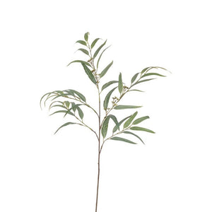 Faux Willow Eucalyptus Branch Artificial Green Foliage Tall Branched Eucalyptus Stem Approx 117cm