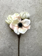 Load image into Gallery viewer, White Anemone Flower Spray Faux Spring Blush Flowers Spring Wedding Bouquet