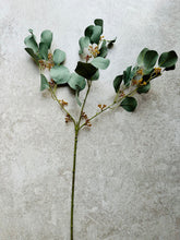 Load image into Gallery viewer, Artificial Eucalyptus Berried Branch Faux Green Foliage Tall Branched Eucalyptus Stem Approx 70cm