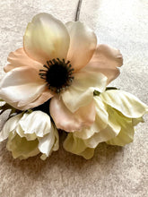 Load image into Gallery viewer, Faux White Anemone Spray – Spring Blush Flowers for Elegant Arrangements