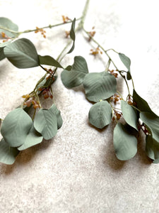 Artificial Eucalyptus Berried Branch Faux Green Foliage Tall Branched Eucalyptus Stem Approx 70cm