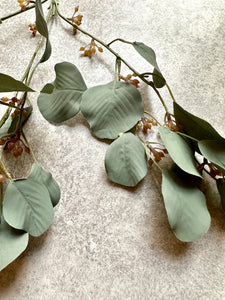 Artificial Seeded Eucalyptus Berried Branch – 70cm Faux Greenery Stem