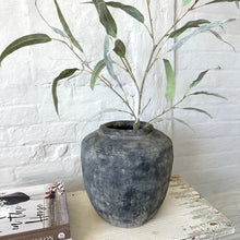 Load image into Gallery viewer, Handcrafted Rustic Stone Vase Grey Distressed Wabi Sabi Vessel for Home Decor Minimalist Large Floor Vase For Decorative Branches