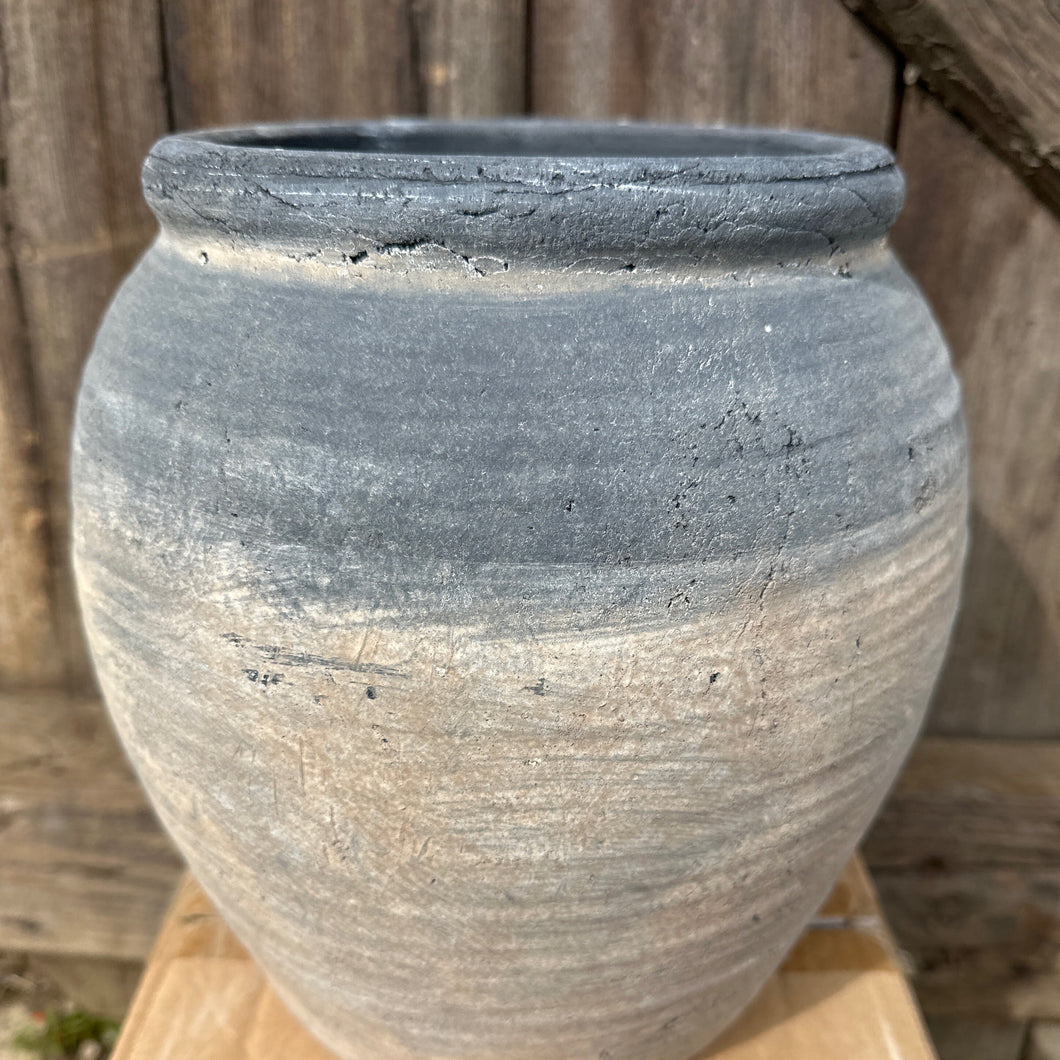 Rustic Clay Vase Natural Earthy Grey Painted Effect Vintage Style Large Boho Textured Pot Floor Vase Wabi Sabi Interiors Japandi Aesthetic