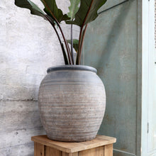 Load image into Gallery viewer, Rustic Clay Vase Natural Earthy Grey Painted Effect Vintage Style Large Boho Textured Pot Floor Vase Wabi Sabi Interiors Japandi Aesthetic