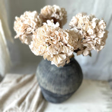 Load image into Gallery viewer, Artificial Hydrangea Dried Look Flowers Vintage Cream Faux Hydrangea Flower Dried Style Wedding Bouquet Vintage