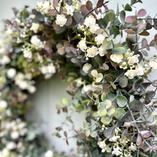 Load image into Gallery viewer, Eucalyptus Gypsophilia Wreath Faux Spring Front Door Wreath Artificial All Year Round Farmhouse Wreath Outdoor Greenery Indoor Wreath
