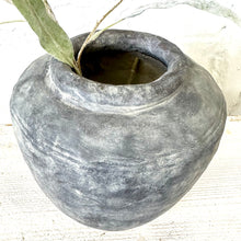 Load image into Gallery viewer, Handcrafted Rustic Stone Vase Grey Distressed Wabi Sabi Vessel for Home Decor Minimalist Large Floor Vase For Decorative Branches