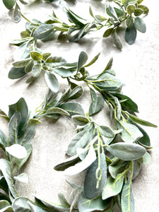 Faux Lamb's Ear Garland 6ft – Soft Greenery for Rustic & Modern Interiors