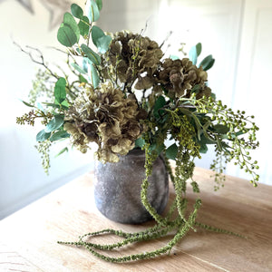 Faux Flower Vase Arrangement Artificial Greenery Bouquet Faux Eucalyptus And Hydrangea Arrangement Silk Flowers For Table Centrepiece