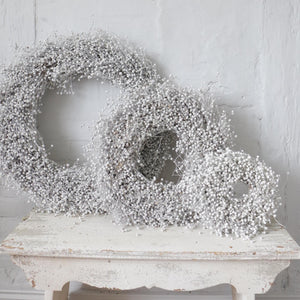 Dried Linum Wreath Autumn White Flower Door Wreath Table Decor Candle Ring Dried Flax Seed Bleached Wreath