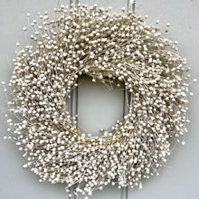 Load image into Gallery viewer, Dried Linum Wreath Autumn White Flower Door Wreath Table Decor Candle Ring Dried Flax Seed Bleached Wreath